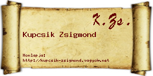 Kupcsik Zsigmond névjegykártya